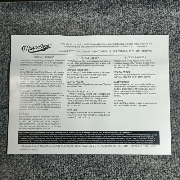 Masontops Fermentation Kit Pickle Pipes Pebbles Packer Mason Jar Wide **Read** - Picture 2 of 8